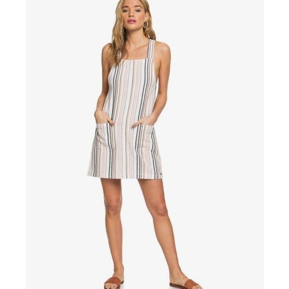 ROXY Feelin The Sun Strappy Linen Dress - Picture 1 of 10